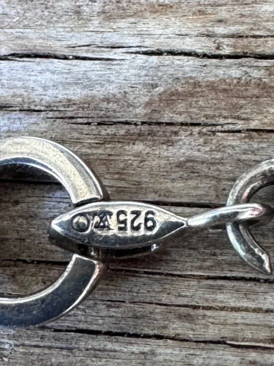 Sterling Silver Link Bracelet 925 Marcasite Style Circle Link Lobster Clasp 7” 1 - Picture 5 of 8